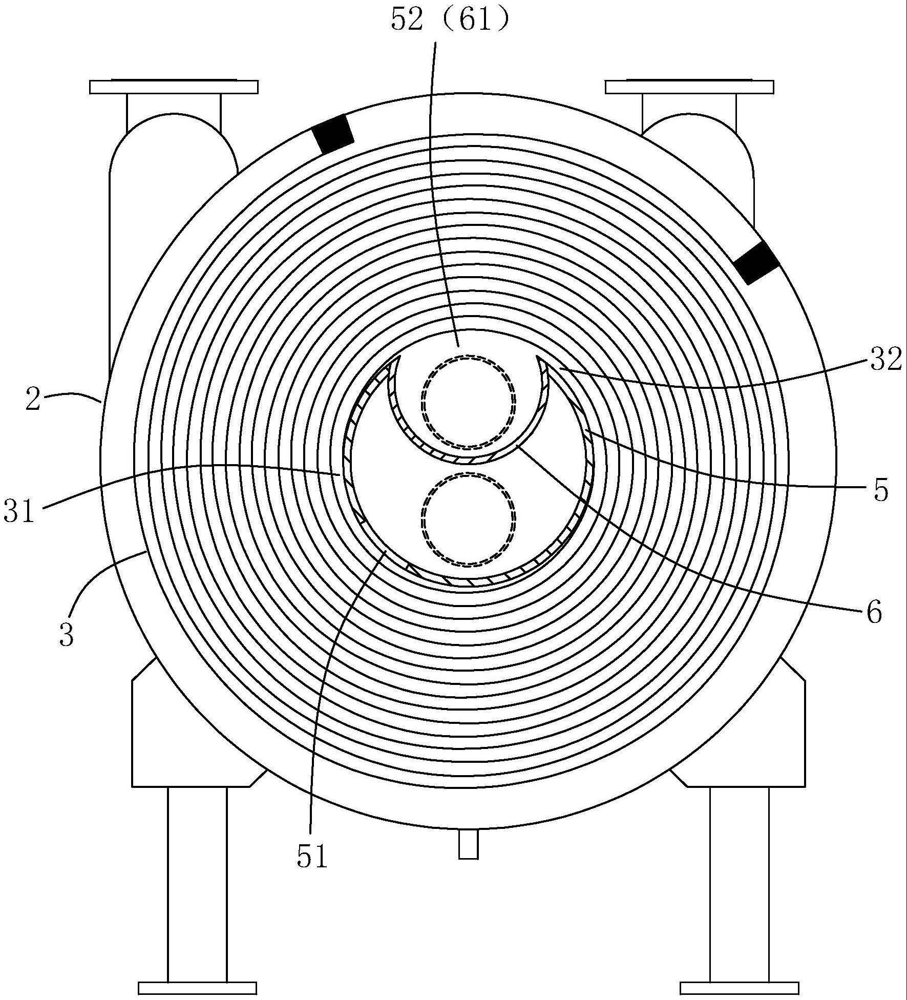 螺旋板式换热器的中心介质流道结构的制作方法